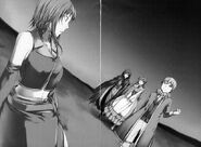 Nemesis greeted by Allen, Michaela, and Gumillia in the novel