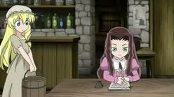 Shojo Cosette: Little Cosette watches as Young Eponine writes her homework at the inn