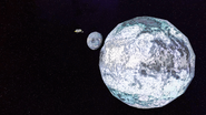 The moon and its planet as seen from space (freecam)