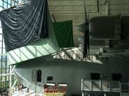 The Spruce Goose with a green screen around the cockpit