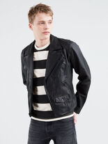 Leather biker jacket in Black