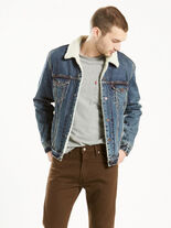 Denim sherpa trucker jacket in Go set