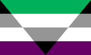 Bandera de aroace de Aego mediante esquemas de colores de orgullo.