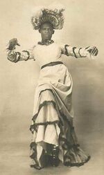 Jack Brown, creator of the 'cakewalk' dance, in drag attire.