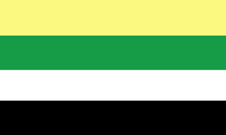 The ceterosexual pride flag; from top to bottom: yellow, green, white, black.
