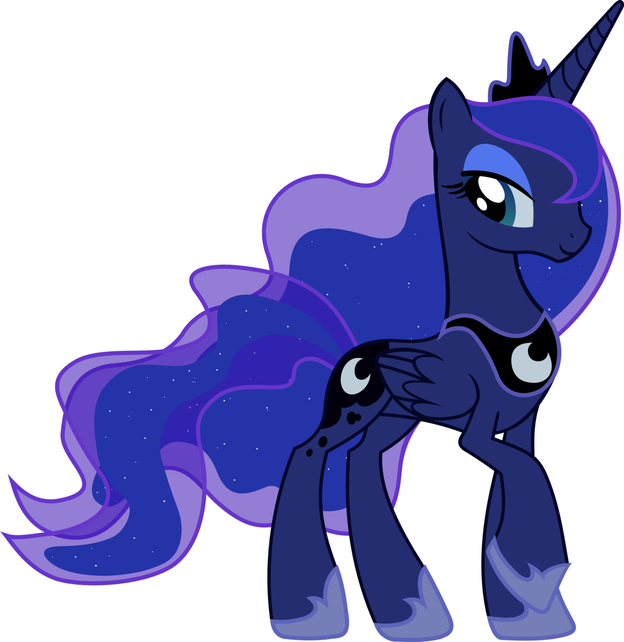 Princesa Luna Pensando, personagem My Little Pony em preto e roxo