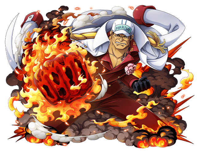 All about One Piece - Nome- Akainu Nome verdadeiro- Sakazuki Fruta- Magu  Magu no Mi ( Magma Magma no mi) Rank- Almirante de Frota