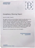 Disciplinary Waring Report.