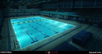 Blackwell Swimming Pool at Night in "Chaos Theory"