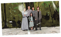 A photo of Robert, his family, and Lisbeth from Jacob's tent ("Wastelands").