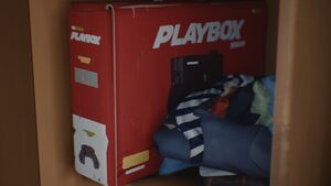 The PlayBox box hidden on the top shelf of Charles' closet in Captain Spirit.