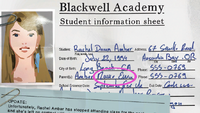 Rachel's parents on her Student Information Sheet from Life is Strange.