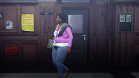 Michelle Grant exiting the science lab ("Chrysalis")