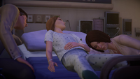 The Amber family sleeping in Rachel's hospital room ("Hell is Empty")