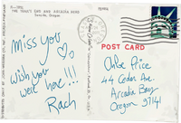 Postcard from Rachel to Chloe (back)