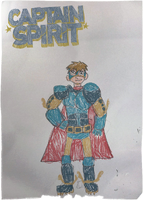 Rascunho da Armadura "pesada" e colorida de Captain Spirit por Chris.
