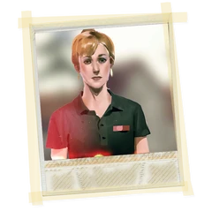 Unused polaroid intended for Joyce Price's character page in Max's journal, most likely as an early concept design.