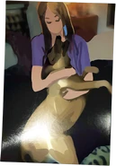 Rachel com o cachorro do Frank, Pompidou.
