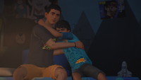 Sean is hugging Daniel in the latter's room. ("Wastelands")