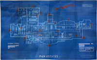 Pan Estates map with red marks, which probably represent security cameras