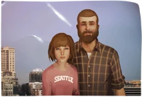 Max with her father at the Space Needle in Seattle.