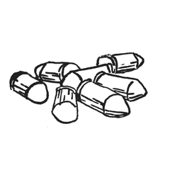 Unused drawing of Frank's bullets, intended for Frank's character page in Max's journal.