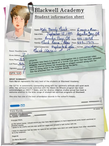 Kate's student file.