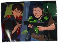 Daniel and Noah playing laser tag. ("Wastelands")