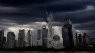 The tower collapses.