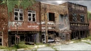 One of the brick shops ready to collapse.