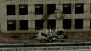 The gargoyles smashes into the lower areas of the building.