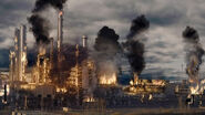 The thumbnail of the episode (a burning oil refinery), as seen on History.com.