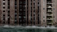 The splash zone around the building.
