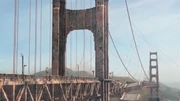 The Golden Gate Bridge collapses.
