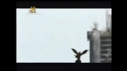 The statue collapses