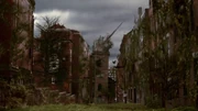 The wooden steeple of  collapse.