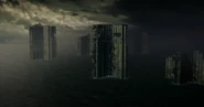 The apartments transforms into a post-apocalyptic underwater reef.