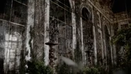 The mirrors falls and shatters.