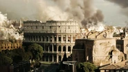 The Colosseum during the fire of Rome.