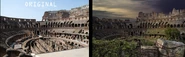 Before and After effects of the overview of the Colosseum.