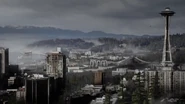 View of Space Needle in 50 years after people