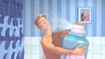 barbie in bathroom with ken