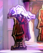 A cardboard cutout of Don Quixote appears in the background of the Barber's shooting range.