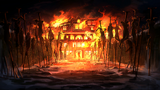 Kromer leaving the burning Sinclair Estate