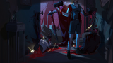 Kromer standing over the dead bodies of Sinclair's family alongside Guido