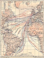 Routen des Dampfer-Verkehrs auf dem Atlantik um 1898