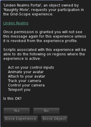 experience permission dialog