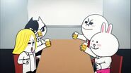 Cony having beer with her friends.