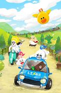 LINE FRIENDS' appearance on a LINE poster.