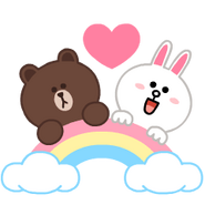 Brown & Cony on a rainbow.